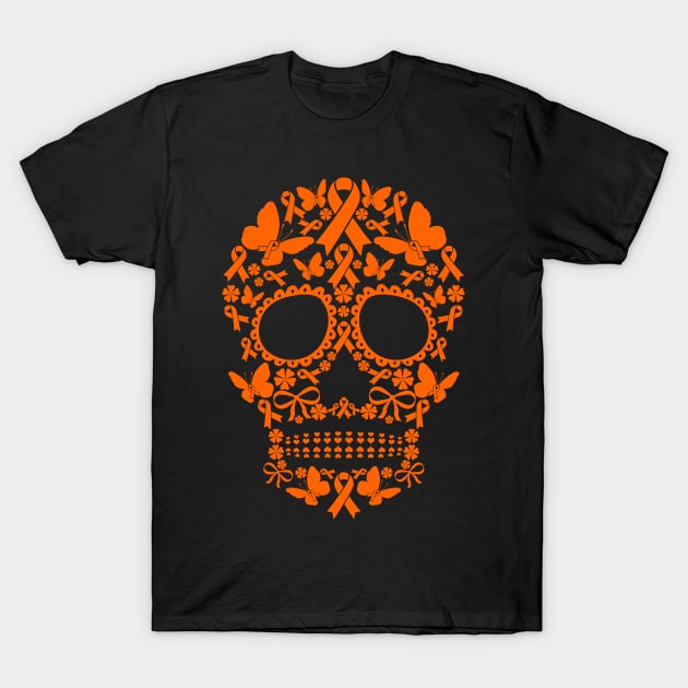 Tattoo Skull Multiple Sclerosis Awareness Halloween T-Shirt by Margaretsantana